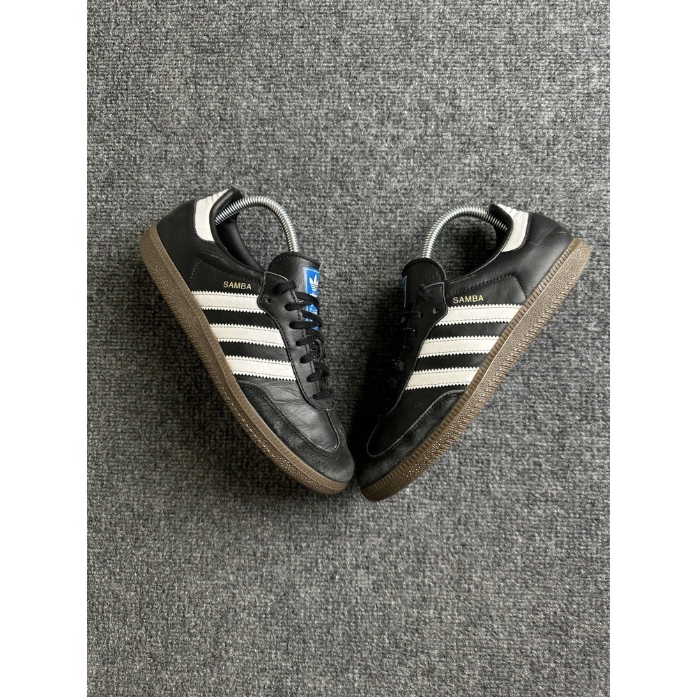 Kids' Adidas Samba OG Black White Gum Leather Sneakers, Size US 7